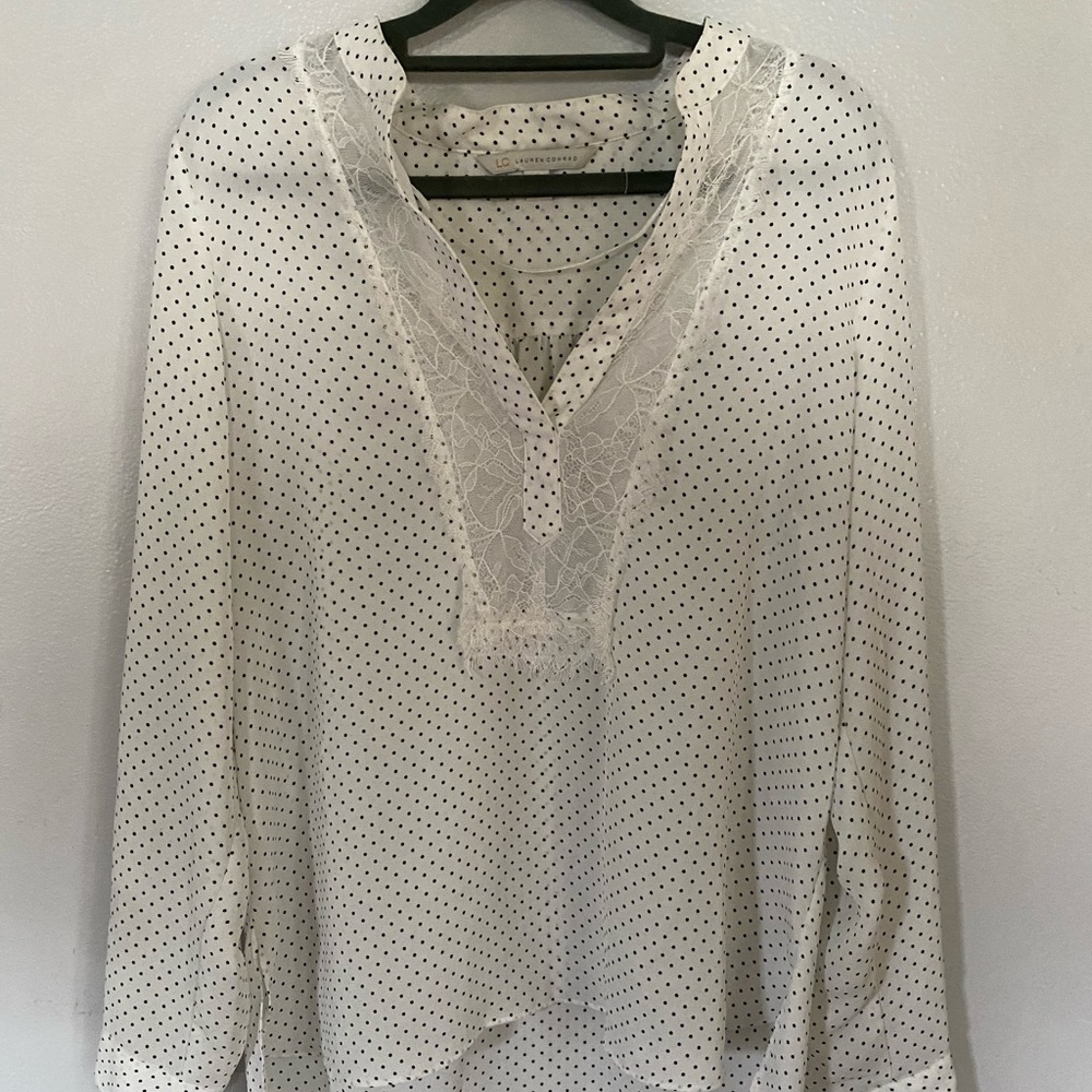 White polkadot top